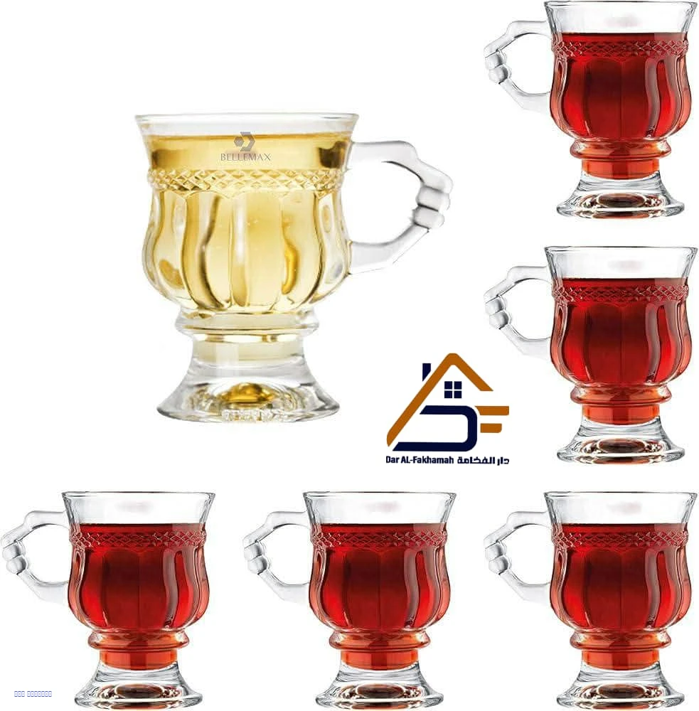 طقم أكواب شاي زجاجية فاخر