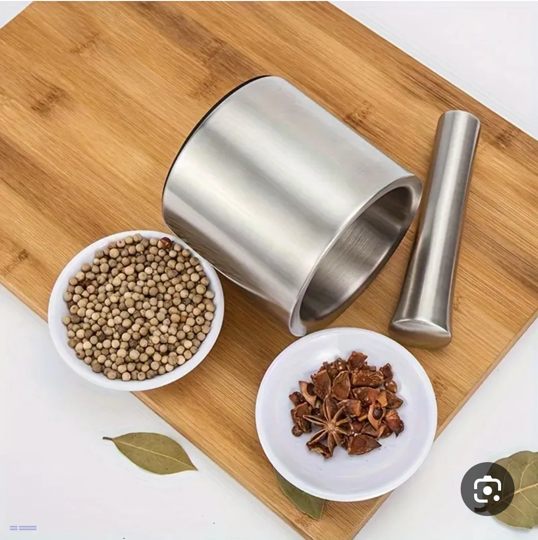 مدق (هاون) استيل جافي بغطاء بلاستيك