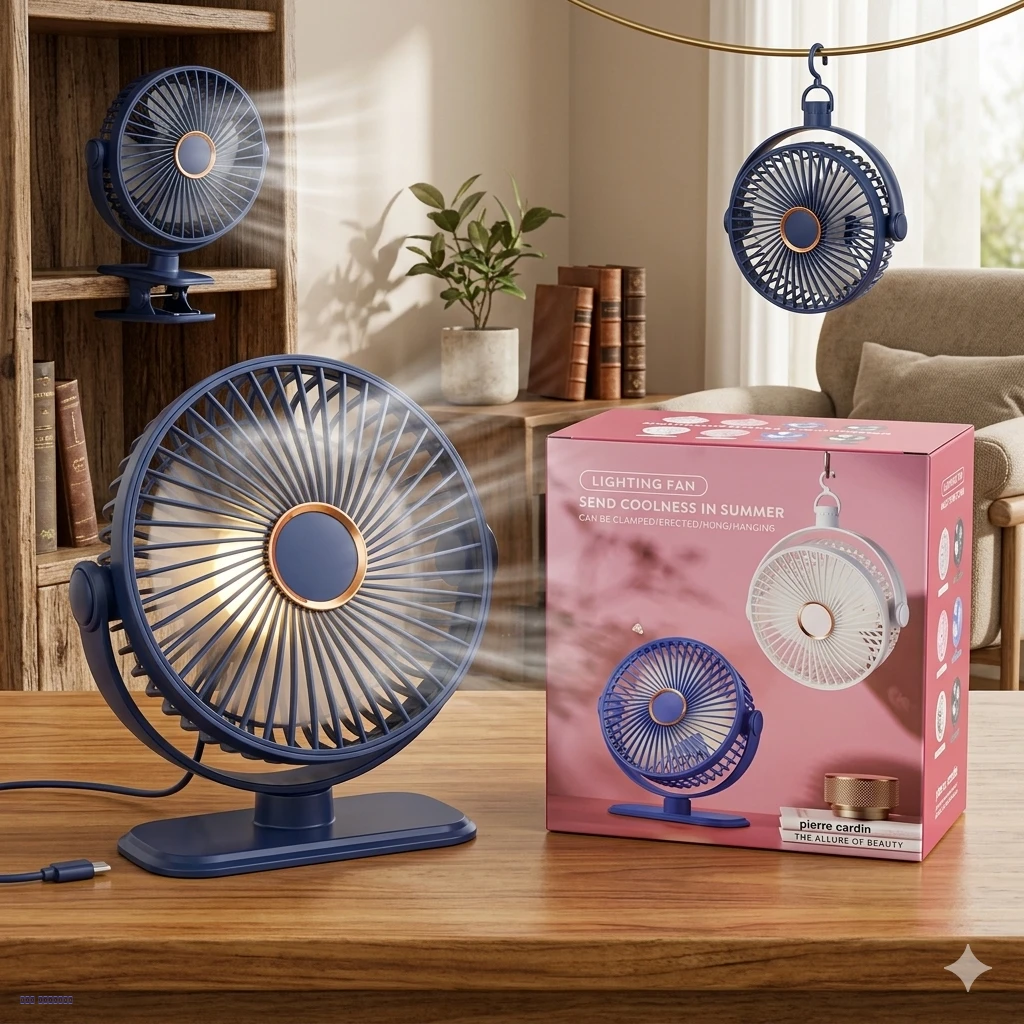 مروحة صغيرة محمولة بإضاءة – Pierre Cardin