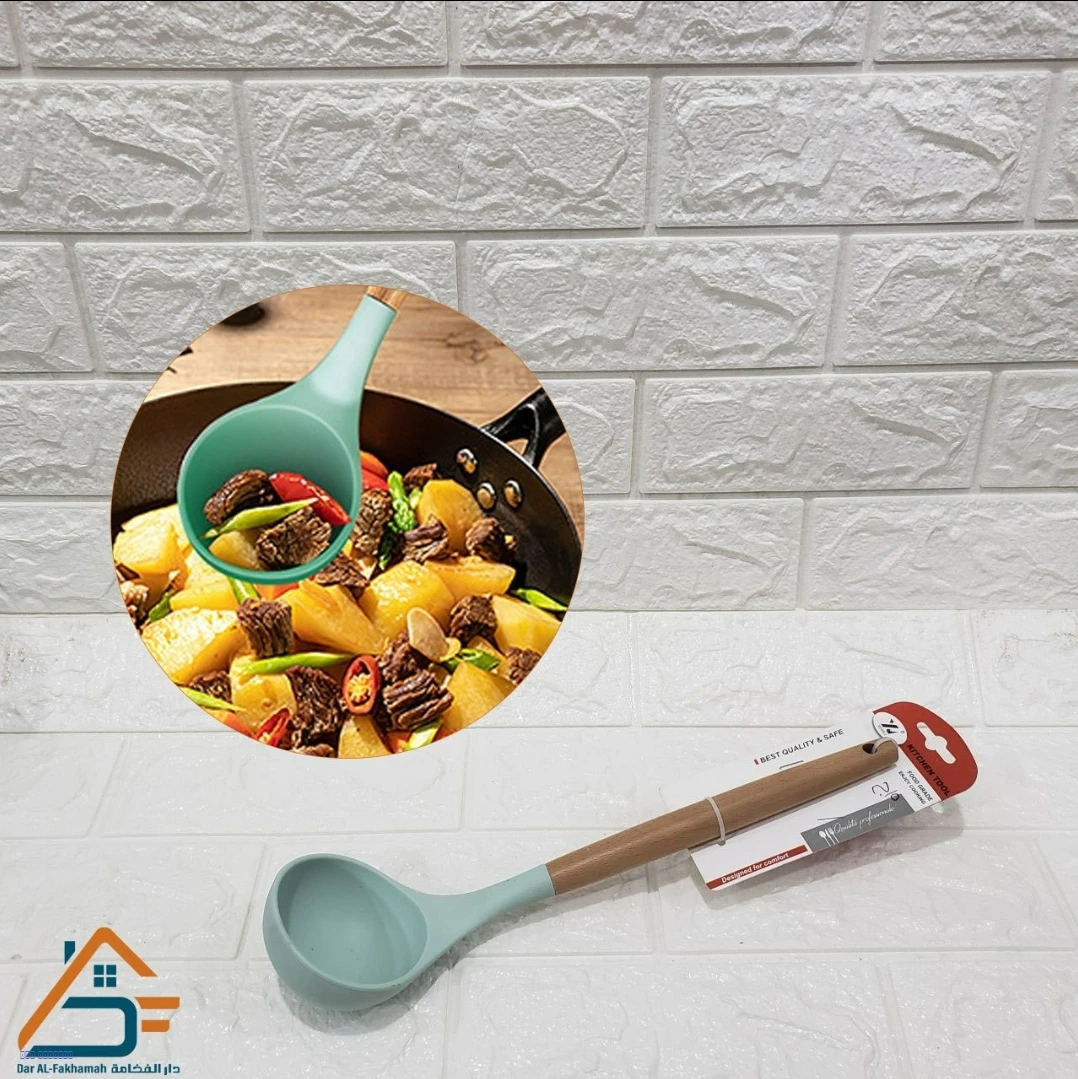 ملعقة غرف سيليكون خشبي