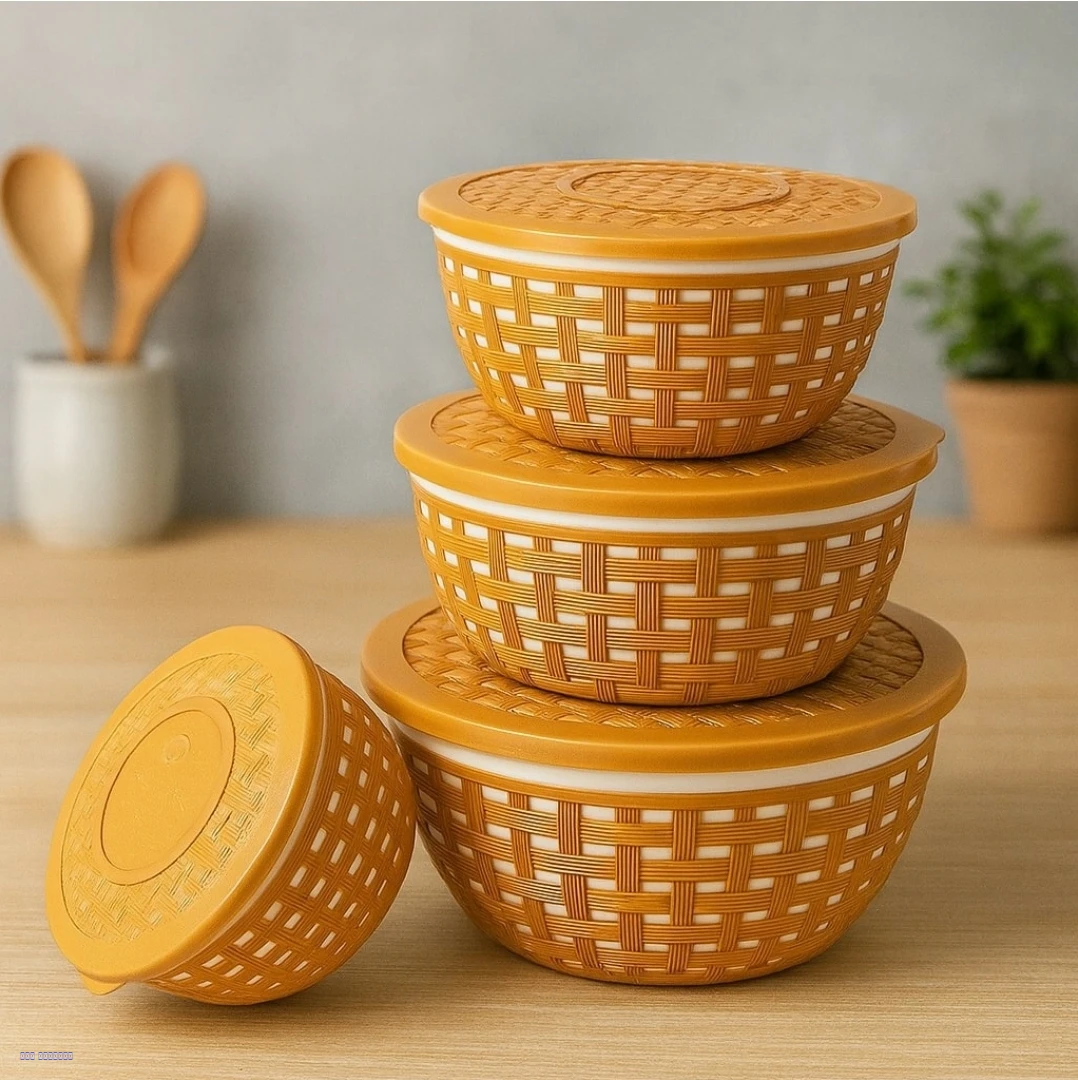 طقم حافظات بلاستيك مدور - هندي ??